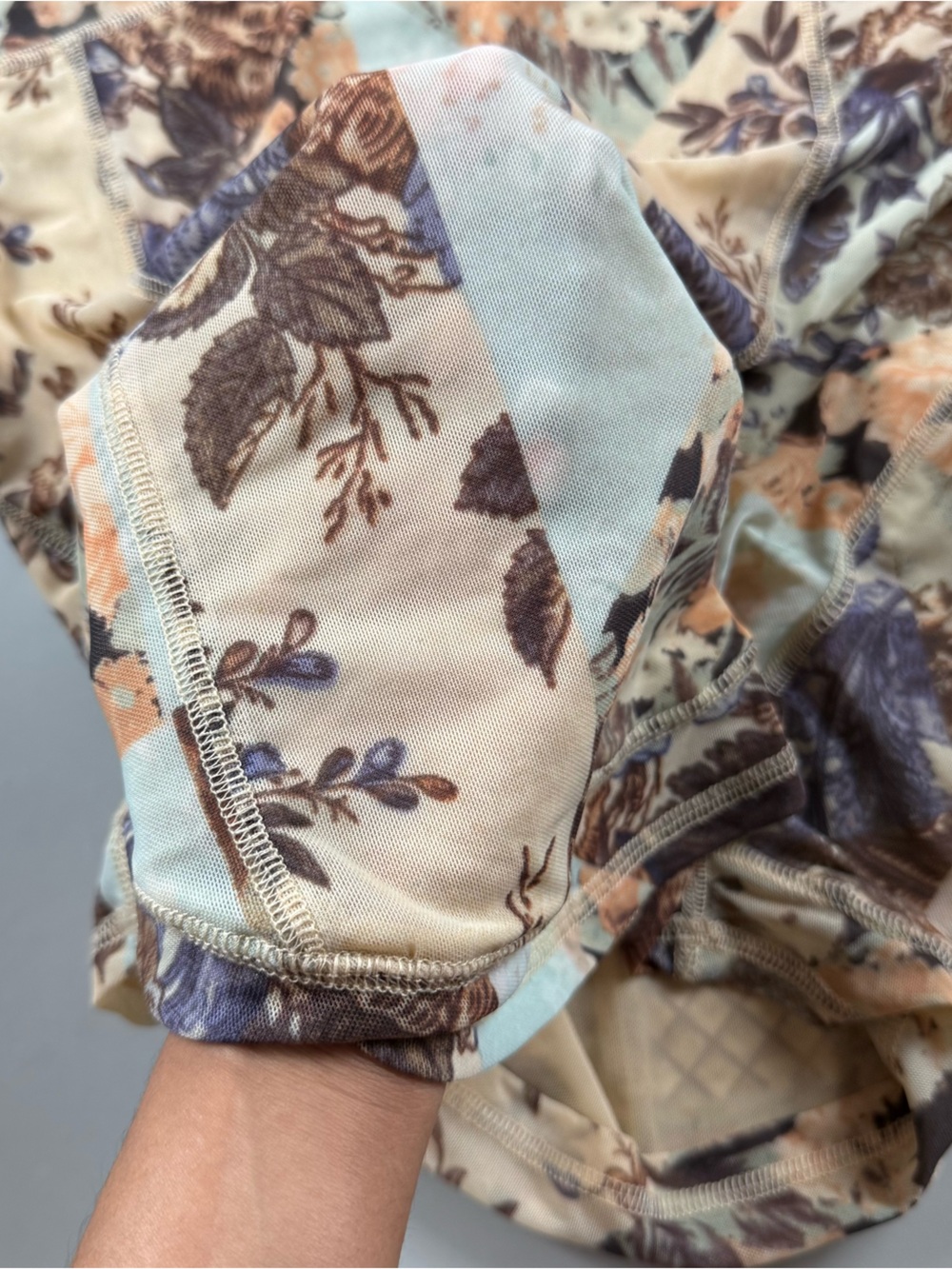 Free People Betty’s Garden Mesh Long Sleeve Floral Top Brown Womens Large Y2K - Picture 7 of 10